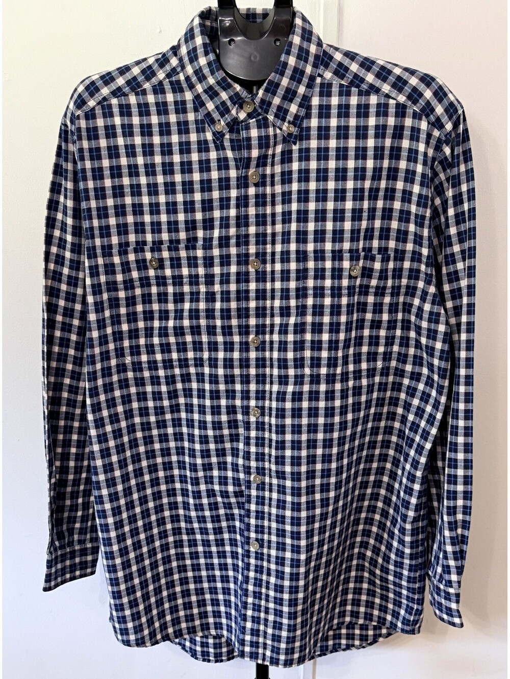 Wrangler Men's Long Sleeve Plaid Shirt Color Blue Long Sleeve Size Large Tall